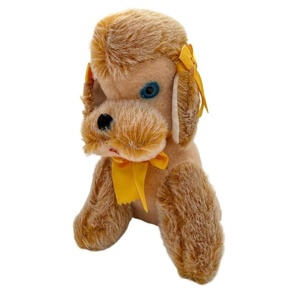 Yoshi Pet Other - Vintage Yoshi Pet Plush Poodle Dog Stuffed Animal Yellow Bows Japan Blue Eyes